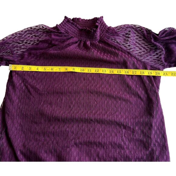 Nina Leonard Chiffon Kjole Trapeze Shift Dress Women Large Purple Lace Coquette - Picture 7 of 16